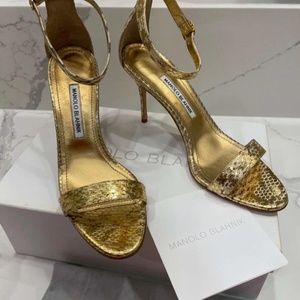 Manolo Blahnik Chaos 90mm Snake Ankle-Strap Sandals 10B/40EU (Runs small)
